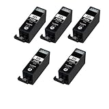 Black Ink Cartridge (5 Pack), Pgi-225bk PGI 225 Compatible Canon Printer Ink Catridges