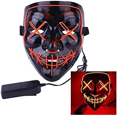 J Robin Halloween Mask Xmas Present LED Light up Purge Mask for Festivals Halloween Costume Rave and Cosplay (Red)
