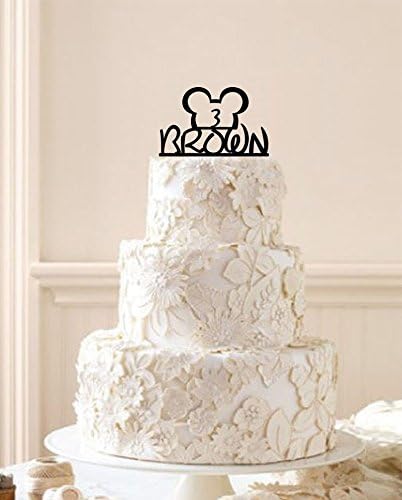The lovely Mickey Mouse Head Custom Name and Year/Number Big Day Cake Topper,Romantic Modern Cake Topper.