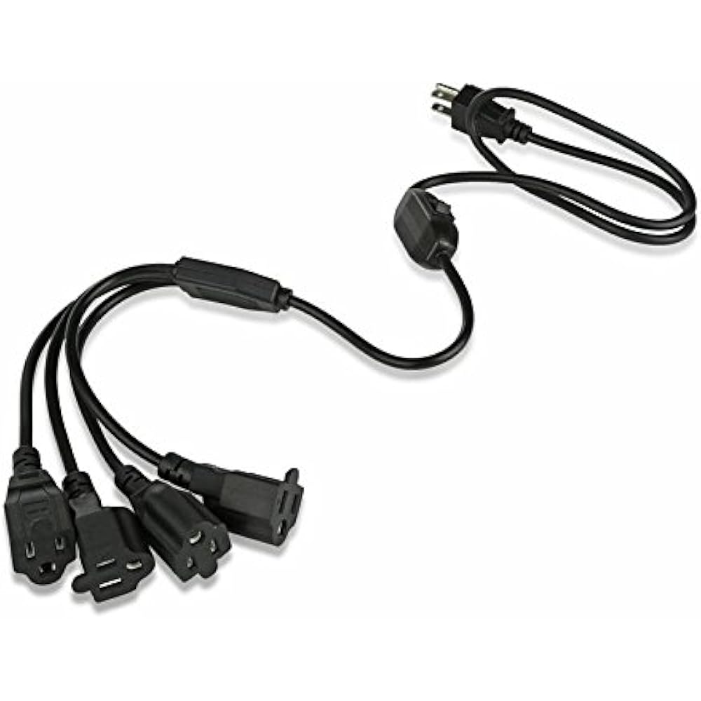 4Outlet Extension Cord Splitter, 6&39 Foot Long Indoor Outdoor Y HeavyDuty (2) eBay