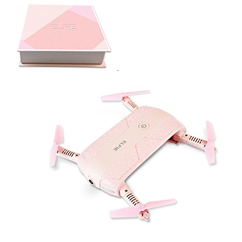 BTG JJRC H37 2.4GHz 6-Axis Gyro Foldable Pocket Selfie Quadcopter - WIFI FPV Drone With Adjustable HD Camera - Automatic Altitude Hold - Female Pink Color Valentine s Day Proposing Wedding