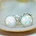 White Opal Stud Earrings 6mm Sterling Silver Opal Post