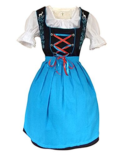 Dirndl-s Di20bs 3pcs. Size 8, Women Oktoberfest drindle-s Dress-ES Costume-s Blue Black - Thumbnail 5