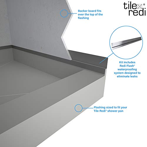 Tile Redi T3642LSCDNPVZ Shower Pan Kit with Flashing, Left Drain