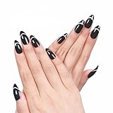 Ejiubas 24 Pcs 12 Sizes Black Stiletto Nails Artificial Nails Full Cover False Nails