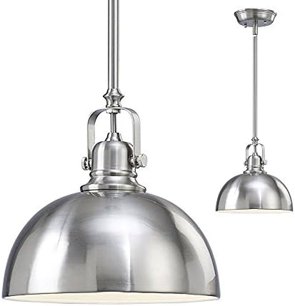 2 Pack of Kitchen and Bar 1 Light Mini Pendants with Brushed Nickel Metal Shade