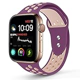  RUOQINI Compatible for Apple Watch 40MM, Dual-Color Soft Silicone Sport Replacement Band Compatible for Apple Watch Series 4 (M/L Size in Violetdust/Plumfog Color) 