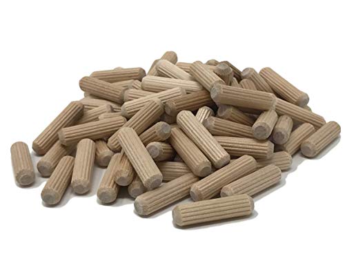 100 Pack 1/4" x 1" Wooden Dowel Pins Wood Kiln Dried Fluted and Beveled, Made of Hardwood in U.S.A. ... - Thumbnail 3