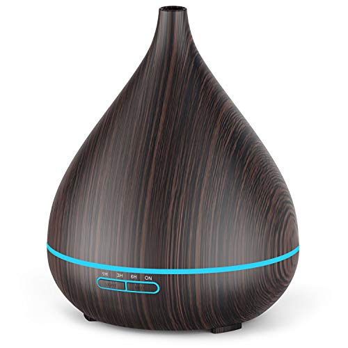 ASAKUKI 400ml Essential Oil Diffuser, Aromatherapy Oil Diffuser with Cool Mist, Waterless Auto Shut-Off Humidifier and 7 Color LED Night Lights for Home Office Baby