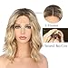 QDBOWIN QUEEN HAIR Brown Rooted Honey Blonde Ombre Lace Front Wigs for Women Flawless Wavy Bob Hair Heat Resistant Synthetic Wig Half Hand Tied 14 inch
