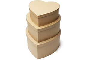 Factory Direct Craft Handcrafted Paper Mache Heart Shaped Box Set - 3 Premade Papier Mache Cardboard Nested Heart Boxes (1 of Each Size Box) - Ready to Paint and Decorate Craft Project