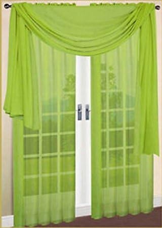Silly Items 1 Pc Beautiful Elegant Lime Green Sheer Voile Scarf Panel/ Curtain/window Treatment 37 By 216