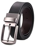 Alice & Elmer Men's Dress Belt Leather Twist Reversible 1 1/2'' Wide With Removable Rotated Buckle Belts Black & Brown
