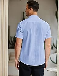 COOFANDY Men's Untucked Shirts Short Sleeve Button