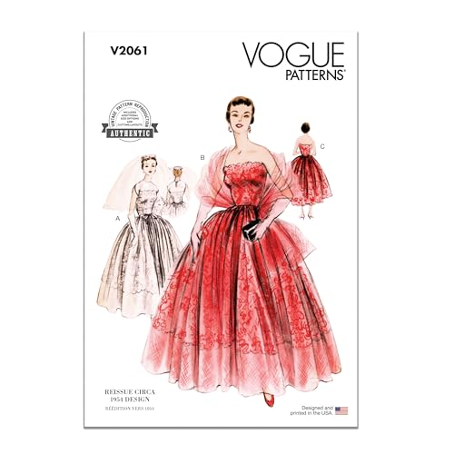 Vogue V2061Y5 Misses' Vintage 1954 Evening Dresses and Stole Sewing Pattern Pac…