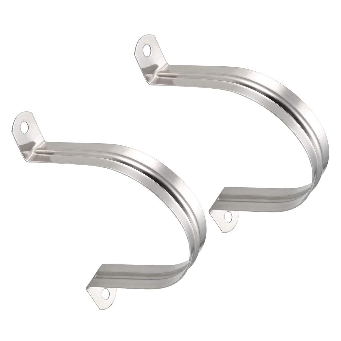 TOP-VIGOR 2Pcs 90mm(3.5") Rigid Pipe Strap, 2 Holes 304 Stainless Steel Tension Tube Clip Clamp for Fixing Tube Pipe Wire