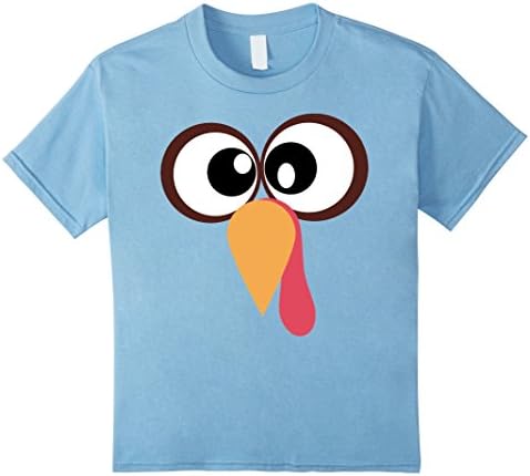 Kids Turkey Face T-Shirt Funny Thanksgiving Costume TShirt 4 Baby Blue