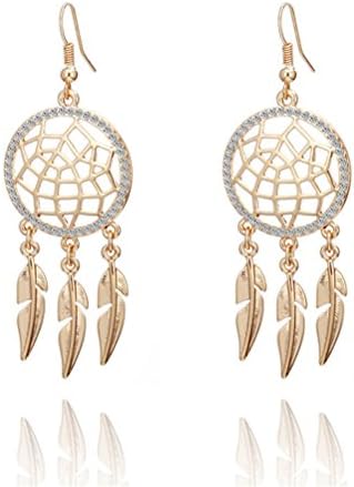 Bohemian Circle Leaf Dangle Earring Dream Catcher Women Fashion Jewelry Birthday Gift