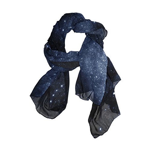 MRMIAN Starry Night Sky Universe Galaxy Space Long Silk Chiffon Scarf Wrap Stole