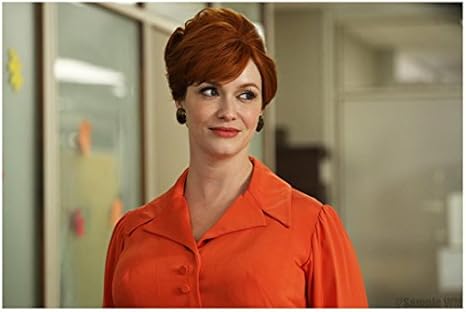 Mad Men Christina Hendricks Joan Harris Smirking In Orange Blouse