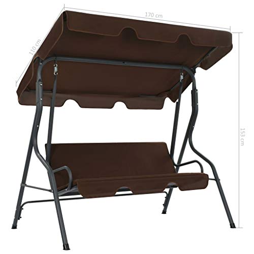 Vigleco Hollywoodschaukel Kaffeebraun 170×110×153 cm – Bild 7