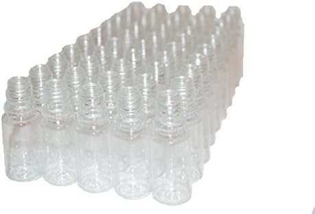 Evanesce - 10ml Clear PET Plastic Dropper Bottles with Long Dispenser Tip, Child Safety Cap (Black) with Tamper Evident Ring and Braille Top - Pack of 50