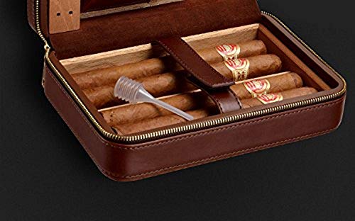 Cigar Travel Case, Free Boy Cigar Cases for Men, Equiped with Humidifier, Cigar Cutter, Dropper and Pouch