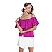 EOVVIO Women's Summer Ruffles Off Shoulder Chiffon Tops Blouse (XXL, Purple)