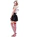 Women's Extra Long Striped Socks Over Knee High Opaque Stockings (Red & White)