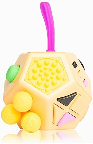 EDC Fidgeter Fidget Cube Dice Toy. 12 or 6 Sided Prime Real Original Cool Mini Desk Toy. Authentic Figit Cube Fun Keychain Dice Toy. For Boredom, ADHD &amp; Stress. (Orange, 12 Sided)