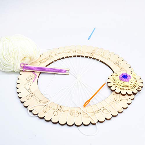 CZYY Wooden Circular Looms Laser Carved with Vines Round Weaving Board 3 Pieces Set Include Yarn Needles - Easy Knitting Tool for Beginners & Experienced