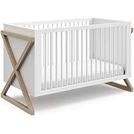 Storkcraft Equinox Grow-with-Me Convertible Crib (White & Vintage Driftwood) – GREENGUARD Gold Certified, Converts to Toddler Bed & Daybed, Fits Standard Crib Mattress