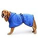 BONAWEN Dog Bathrobe Soft Super Absorbent Luxuriously 100% Microfiber Dog Drying Towel Robe with Hood/Belt for Extra Large,Large,Medium,Small Dogs (Blue,2XL)