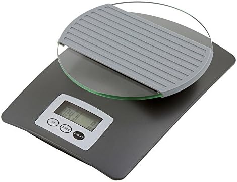 Ivykin Multi-function Glass Tray Digital Food Kitchen Scale Timer for Drip / Pour Over Coffee / Cooking / Baking With Rubber Mat (grey)