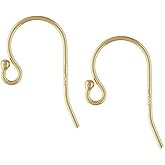 20pcs Adabele Real Yellow Gold Plated Sterling Silver Ball End Fish Hook 20mm Dangle Ear Wire Earring Connector (Wire 0.6mm/22 Gauge) for Jewelry Making SS236-6