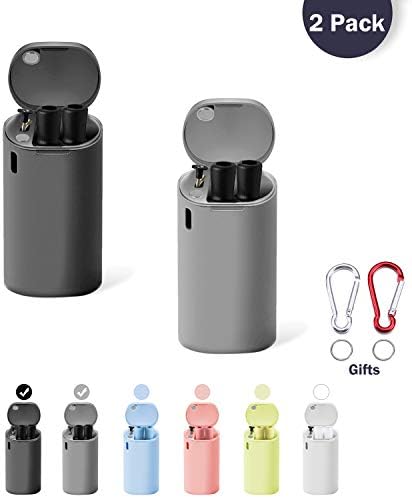 2 Pack Reusable Drinking Collapsible Straws, Composed of Food-grade Stainless Steel & Silicone with Cleaning Brush & Sturdy Carrying Case, For Gifts idea,Travel,Party, Outdoor, Gym.(Black&Grey)