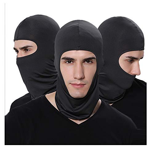 LEAGY 2Pack Candy Color Ultra Thin Ski Face Mask Great Under A Bike/Football Helmet Balaclava-Black (Black)