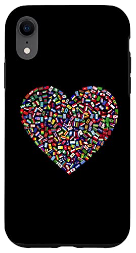 Patriotic World Map Flags Heart Patriotic Traveler Case for iPhone XR