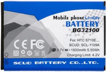 SCUD®(code:1399, Hong Kong Stock) 1500mAh BG32100 Li-ion Cell Phone Batteries for HTC T3366; HTC 7 Mozart T8698; HTC A7272 Desire Z; A9393; HTC Incredible 2, Incredible S G11 S710d; S710e; G12 desire s S510e; myTouch 3G Slide; EVO Design 4G; 96100; Fits BB96100