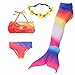 AMENON Girls Swimsuits Bikini Mermaid Tails for Swimming Support Monofin for Pool