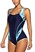 women's bathing suits one piece racerback swimwear competitive chlorine resistant swimsuits,Air Blue,XL