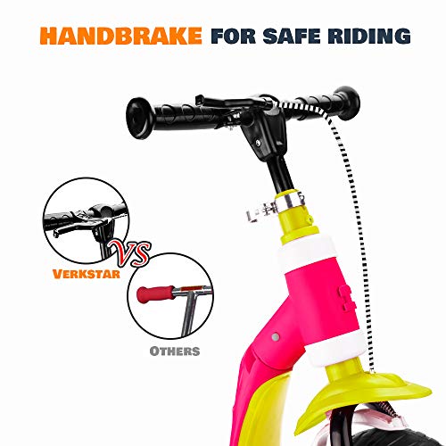 Verkstar Kick Scooter for Kids Toddlers Girls Boys, 2 in 1 Kids Scooter with Handbrake, Adjustable Handle, Extra-Wide Deck, The Latest Outdoor Toys for Kids Activities (Yellow & Pink)