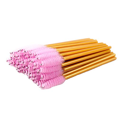 600 Pack Mascara Wands Disposable Lash Brushes for Eyelash Extension Makeup Applicators Bulk, Gold/Pink - Thumbnail 7