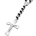 INBLUE Men,Women's Stainless Steel Rubber Pendant Necklace Silver Tone Black Virgin Mary Jesus Christ Crucifix Cross Rosary 26 Inch Chain