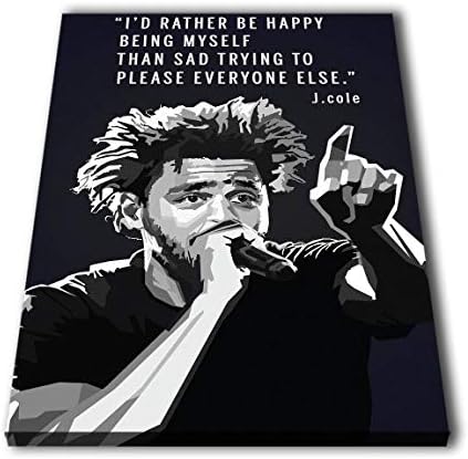 Susu Art - J. Cole Jermaine Lamarr Cole Canvas Quotes Giclee Print Painting Picture Wall WPAP Pop Art Home Decor Gifts (with Framed, Size 1: 12x18inch.)