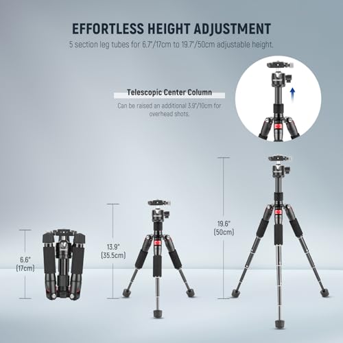 Neewer Portable Desktop Mini Tripod - Aluminum Alloy 20 inches/ 50 centimeters with 360 Degree Ball Head, 1/4 inch Quick Shoe Plate for DSLR Camera Video Camcorder, Load up to 11 pounds/5 kilograms