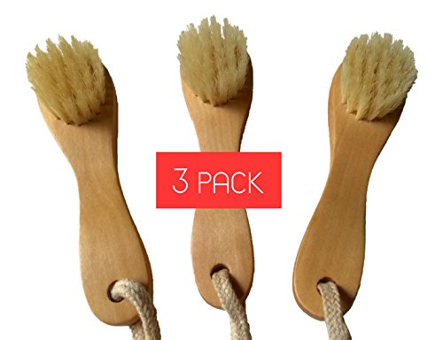 3 pcs/set Touch Me (TM) Natural Bristle Wooden Wood Facial Face Complexion Brush (Set of 3)