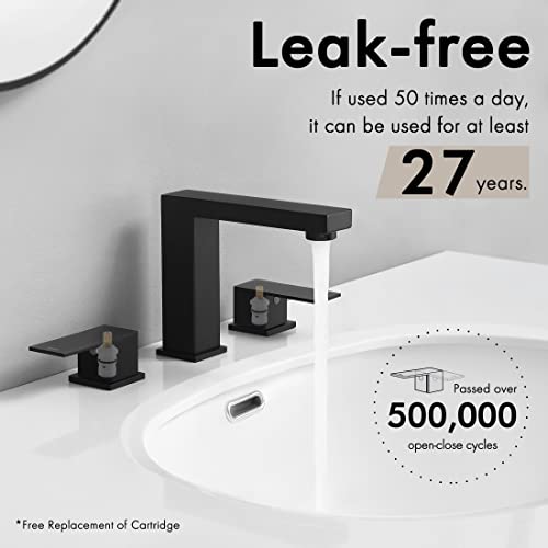KES Black Bathroom Faucet 8 Inch Widespread Bathroom Faucet 3 Hole