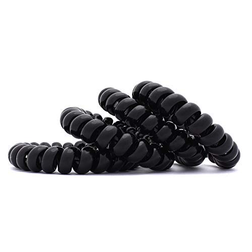 GEHNA By RTSElastic Spiral Stretch Glossy Hair Bands - Set of 4 Rubber Band (Black)