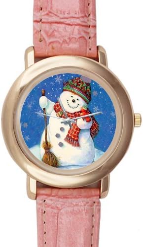 Special Design Cute Snowman, Father Christmas, Best Christmas Gift Pink Ladies Leather Alloy High-grade Watch